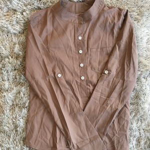 Women’s brown 3/4 button down long sleeve shirt